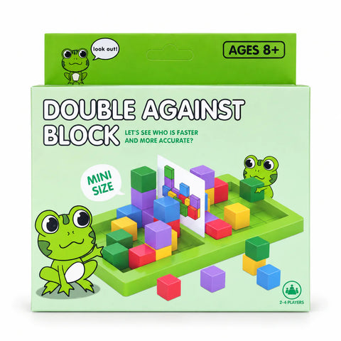 علبة Double Against Block نسخة الضفدع عليها ضفدعين كرتون، مقاس صغير، من 2 لـ 4 لاعبين، سن 8+