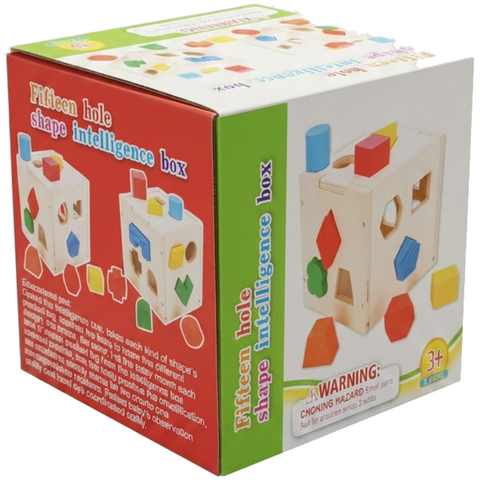 صندوق فرز الأشكال الخشبي — 15 شكل