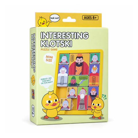 علبة Interesting Klotski نسخة الكتكوت الصفرا، مقاس صغير، لسن 8+، عليها بازل البلوكات المنزلقة بالشخصيات الكرتون
