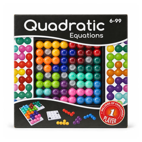 علبة بازل Quadratic Equations للاعب واحد، من 6 لـ 99 سنة، عليها لوحة مليانة قطع كور ملونة