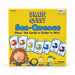 Brain Quest Sea-Quence box reading Place the Cards in Order to Win, with coloured beach-ball cards and cartoon kids on the front