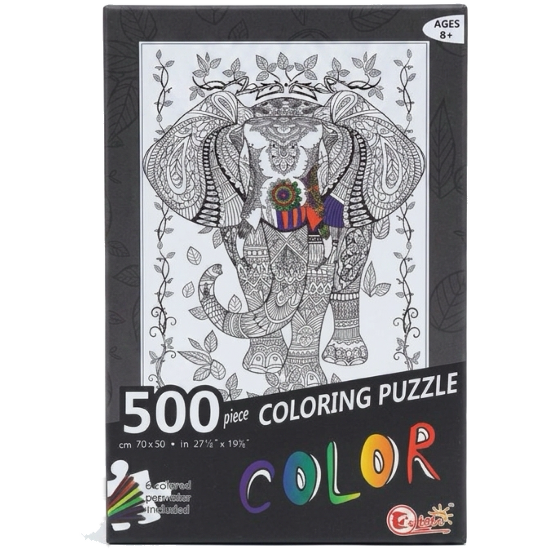 Colouring Puzzle 500 — Elephant