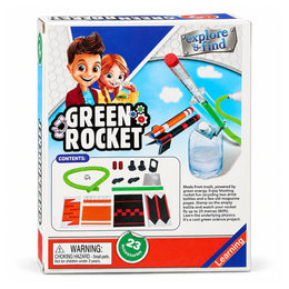 علبة Green Rocket العلمية عليها المحتويات وولد وبنت بيطلقوا صاروخ معمول من زجاجة، 23 تجربة