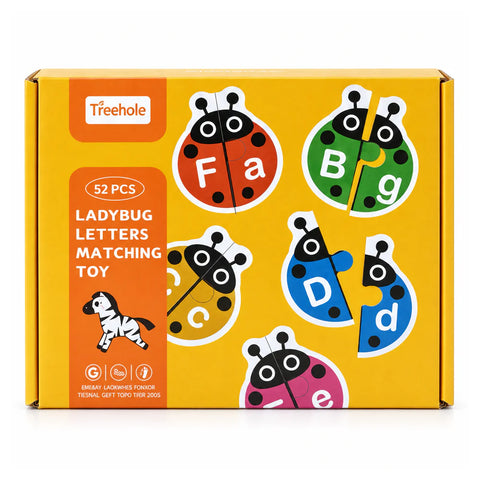 Ladybug Letters Matching Toy box, 52 pieces, with ladybug puzzle pairs matching capital and lowercase letters