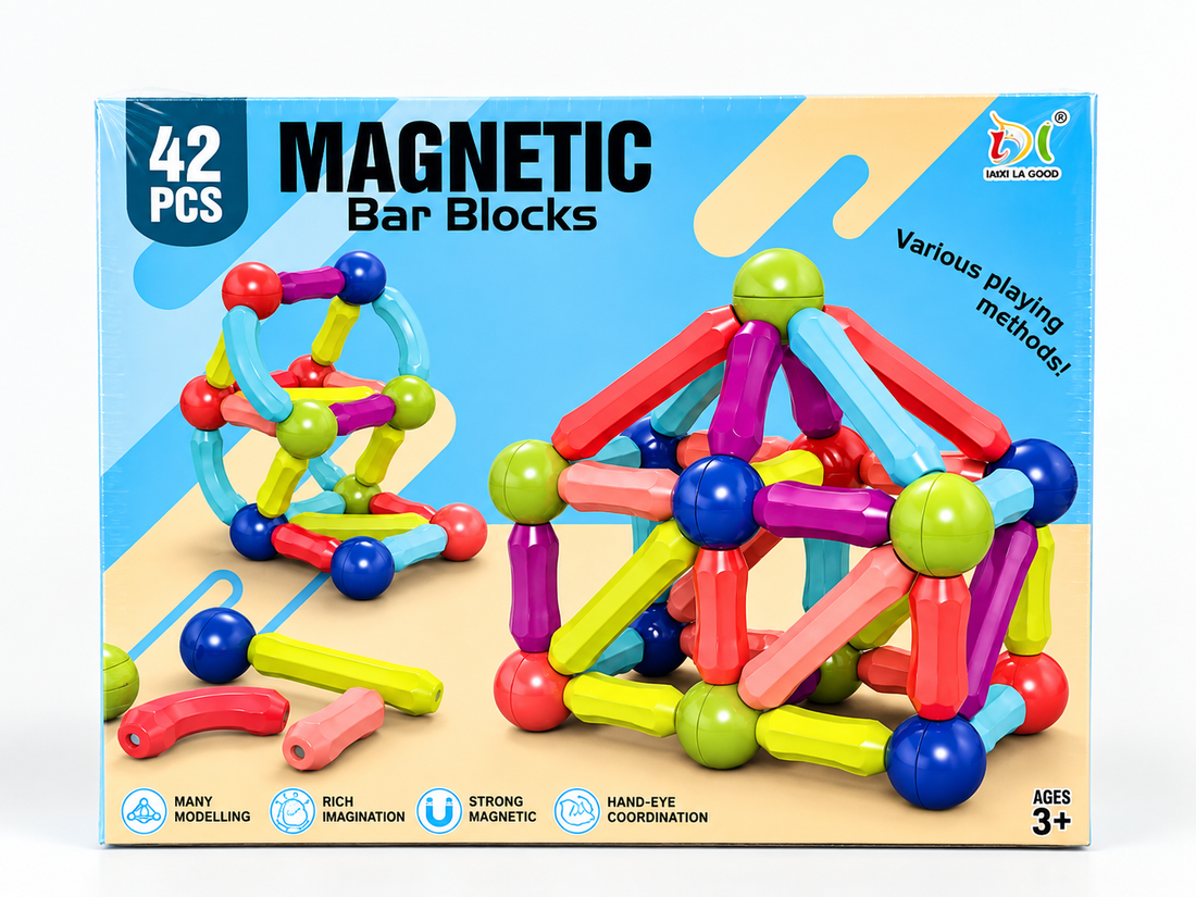 Magnetic Bar Blocks 42-piece magnetic building toy box