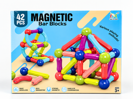 Magnetic Bar Blocks 42-piece magnetic building toy box