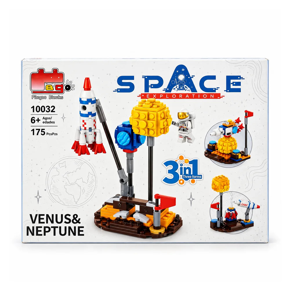 Space Exploration Venus & Neptune building block box, 3 in 1, ages 6+, 175 pieces