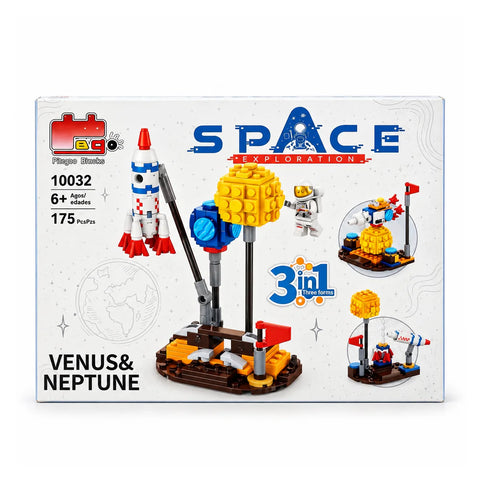 Space Exploration Venus & Neptune building block box, 3 in 1, ages 6+, 175 pieces